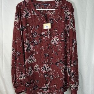NYDJ Simone Rosa Bloom popover‎ blouse new Women's Size XL
